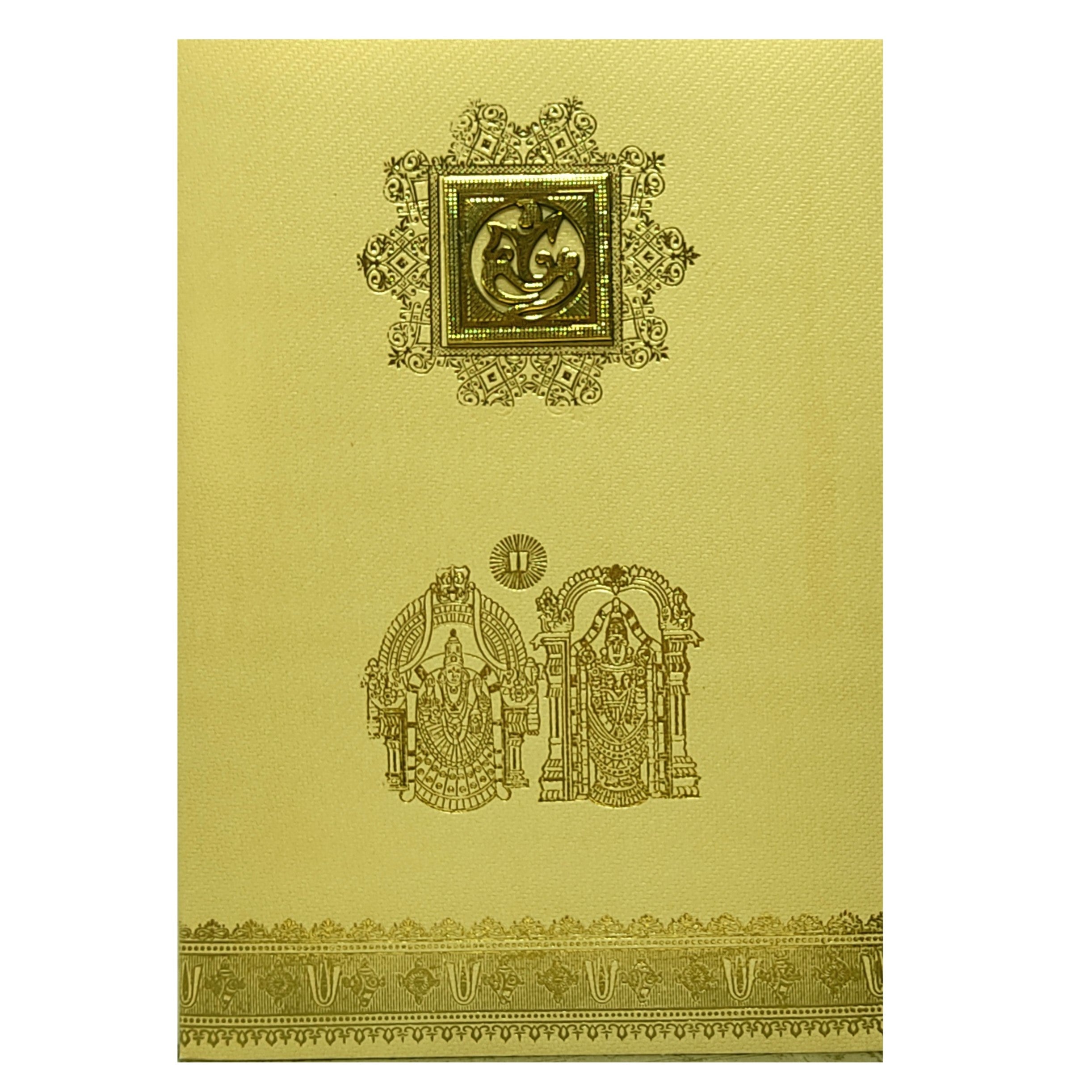 Gold Balaji Padmavathi Invitation Card-KNKTG022