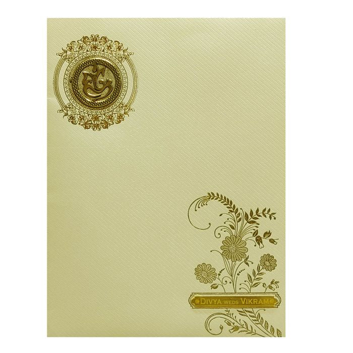 Cream Floral Foil Nameplate Invitation Card-King of Cards