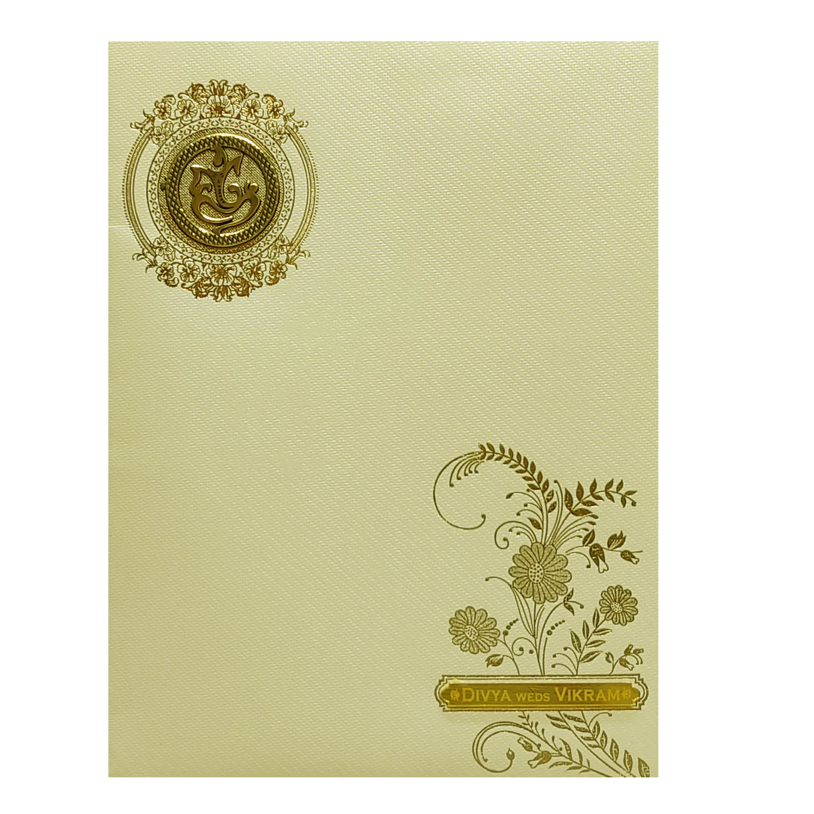 Cream Floral Foil Nameplate Invitation Card-KNWT5027