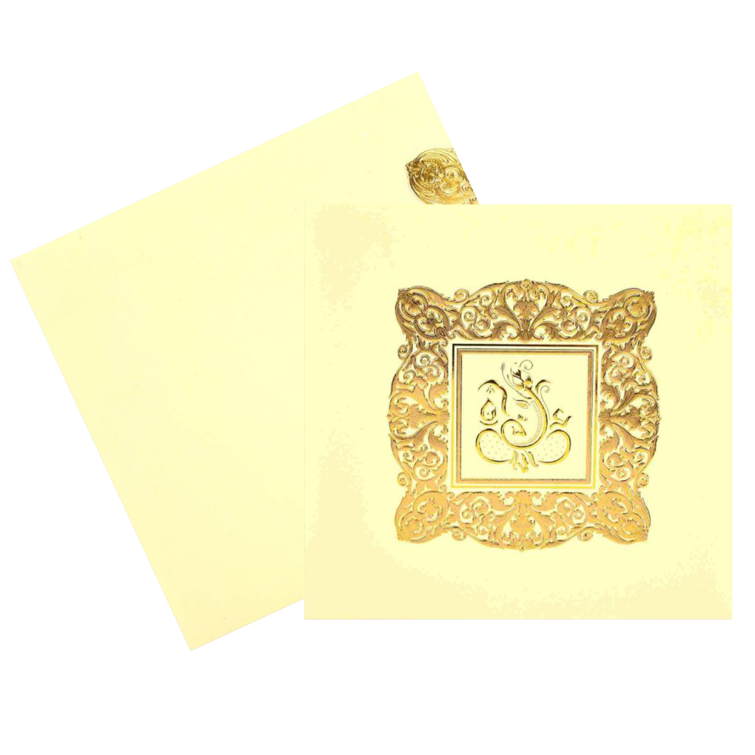 Alluring Cream Shading With Ganesha Wedding Card - KNK30310