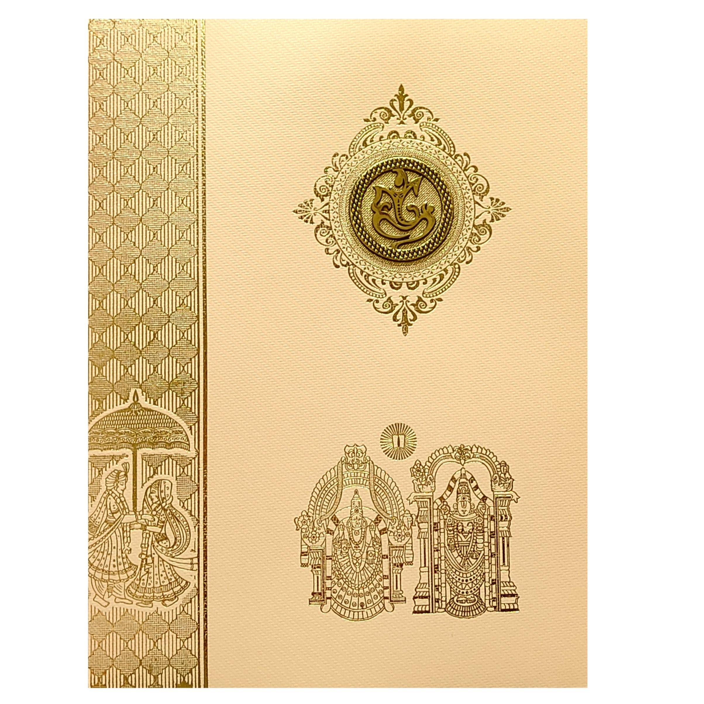 Peach Balaji Padmavathi Invitation Card-KNPT5024