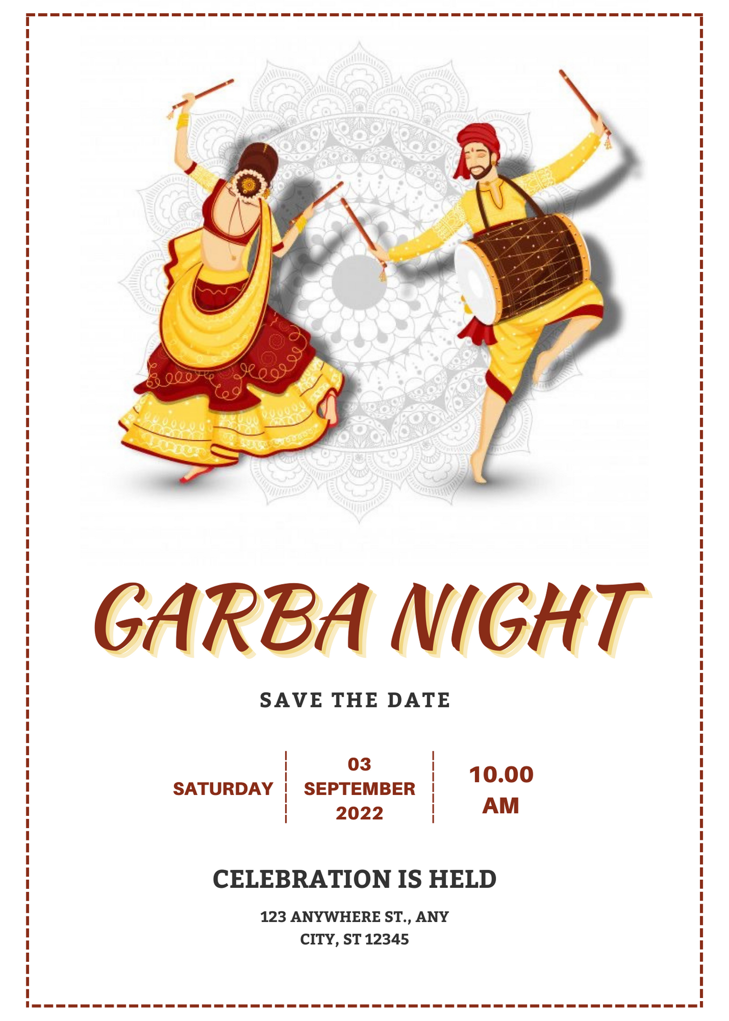 White Simple Garba Invitation-King of Cards