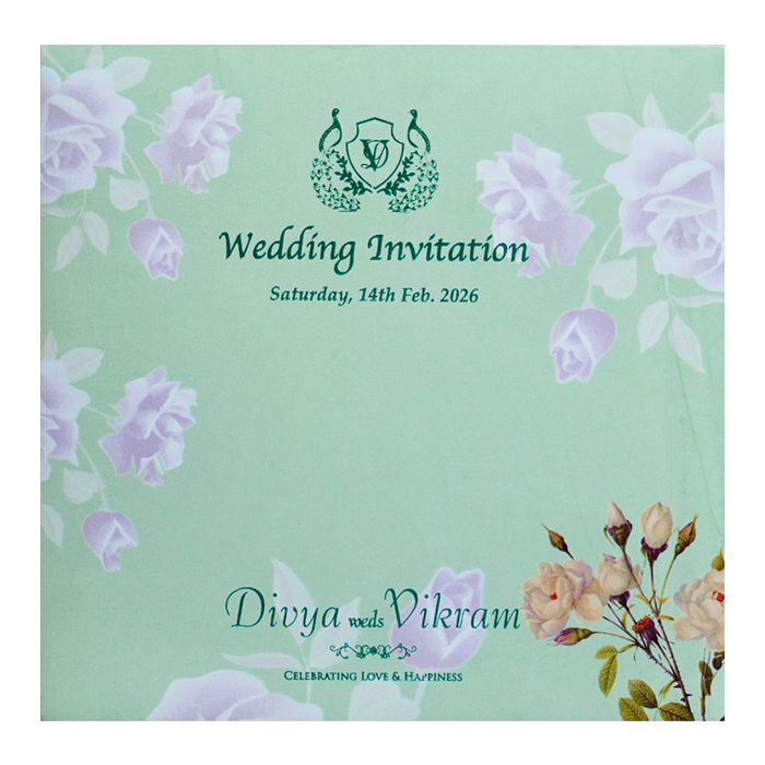 Green Pink Floral Invitation Card-King of Cards
