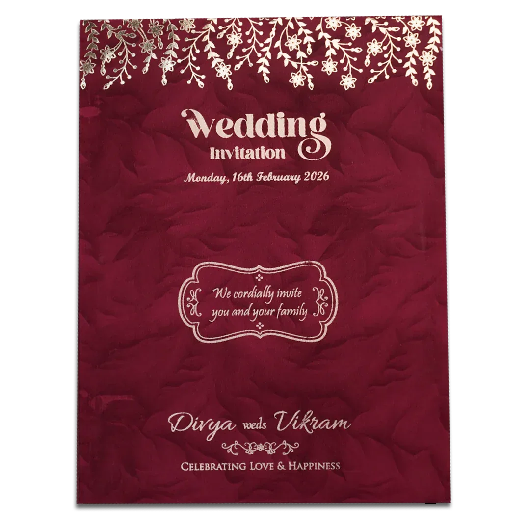 Red Gold Single Sheet Wedding Card-KNPD1485