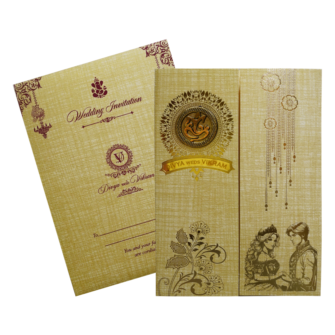 Mustard Yellow Door Style Wedding Card-KNCM41BR