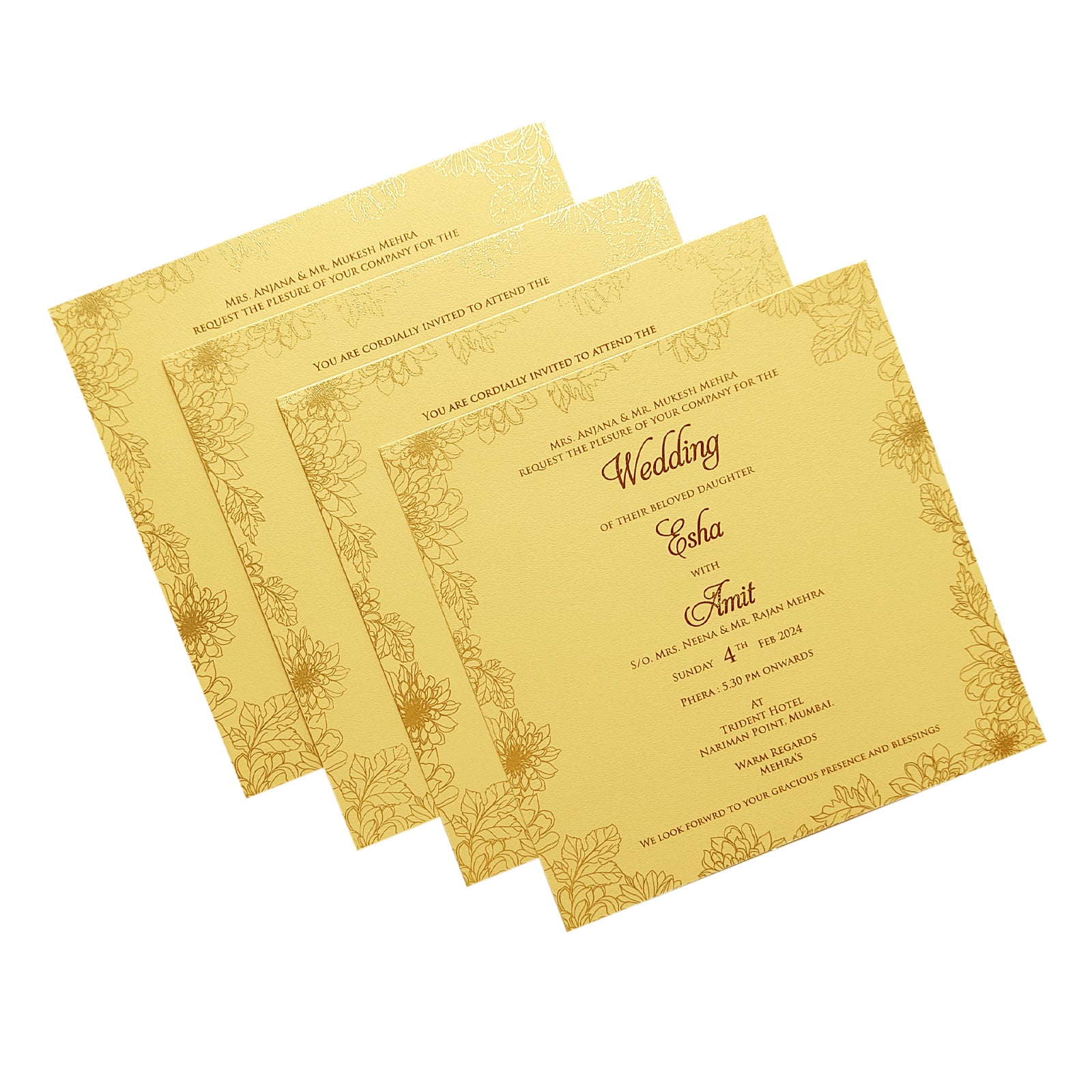 Khaki Brown Floral Box Marriage Card-KPR05340