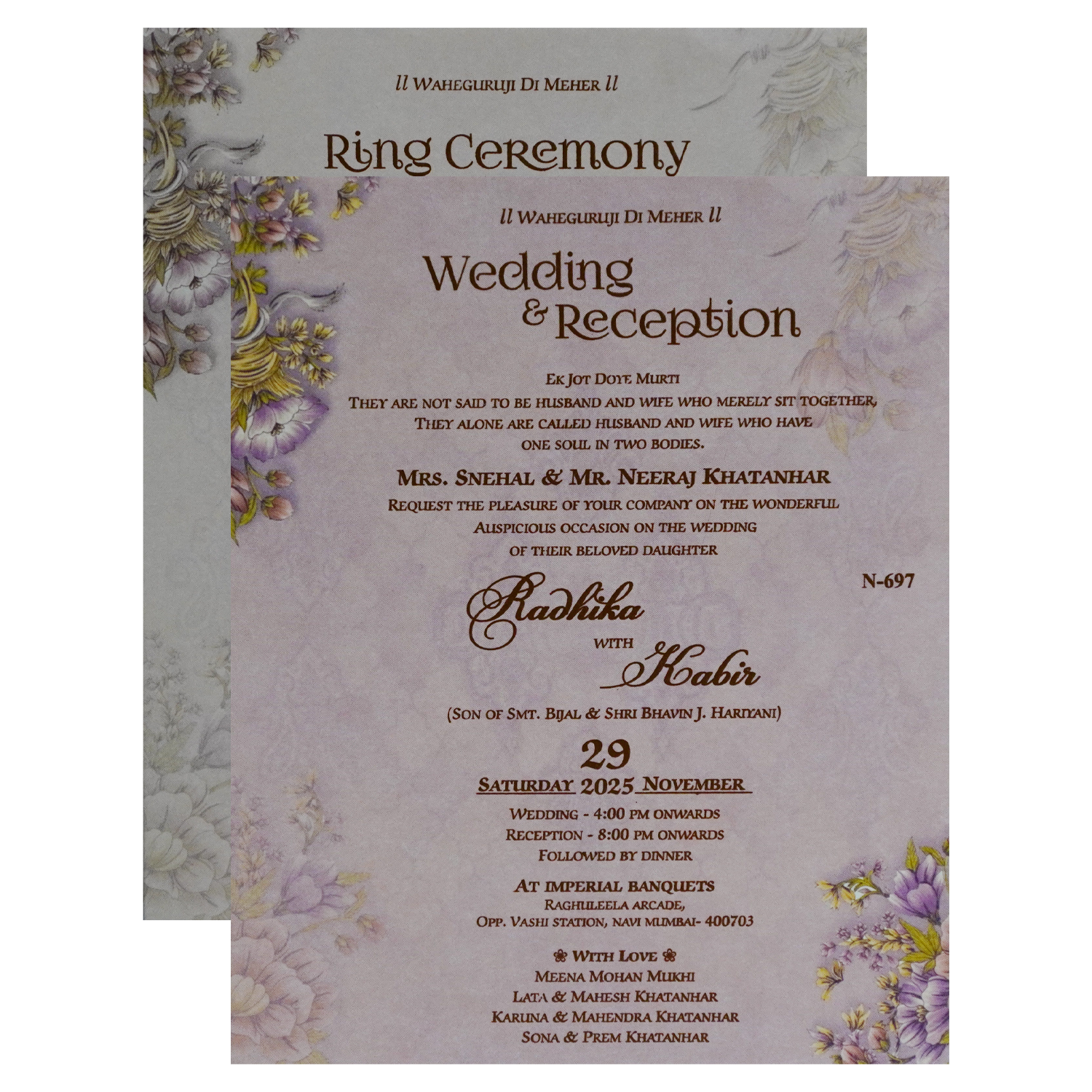 Very Light Purple Wedding Card-KVN06970