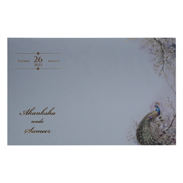 Grey Padded Marriage Invitation Card-King of Cards