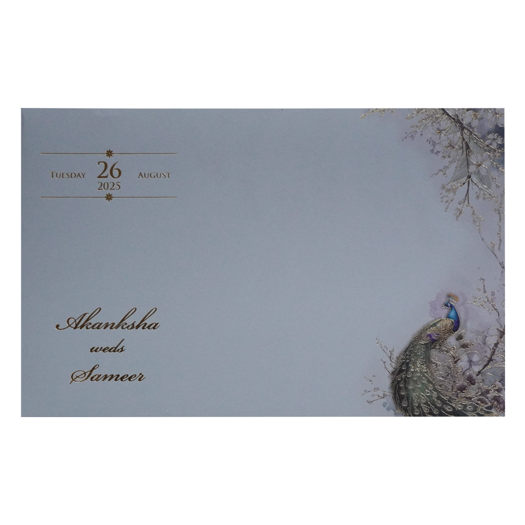 Grey Padded Marriage Invitation Card-Kpr23750
