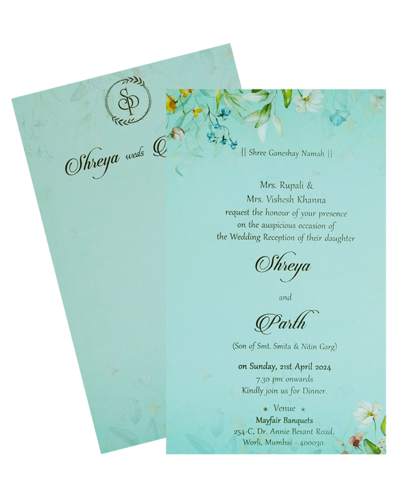 Blue Floral Single Card Design-KRCS7330