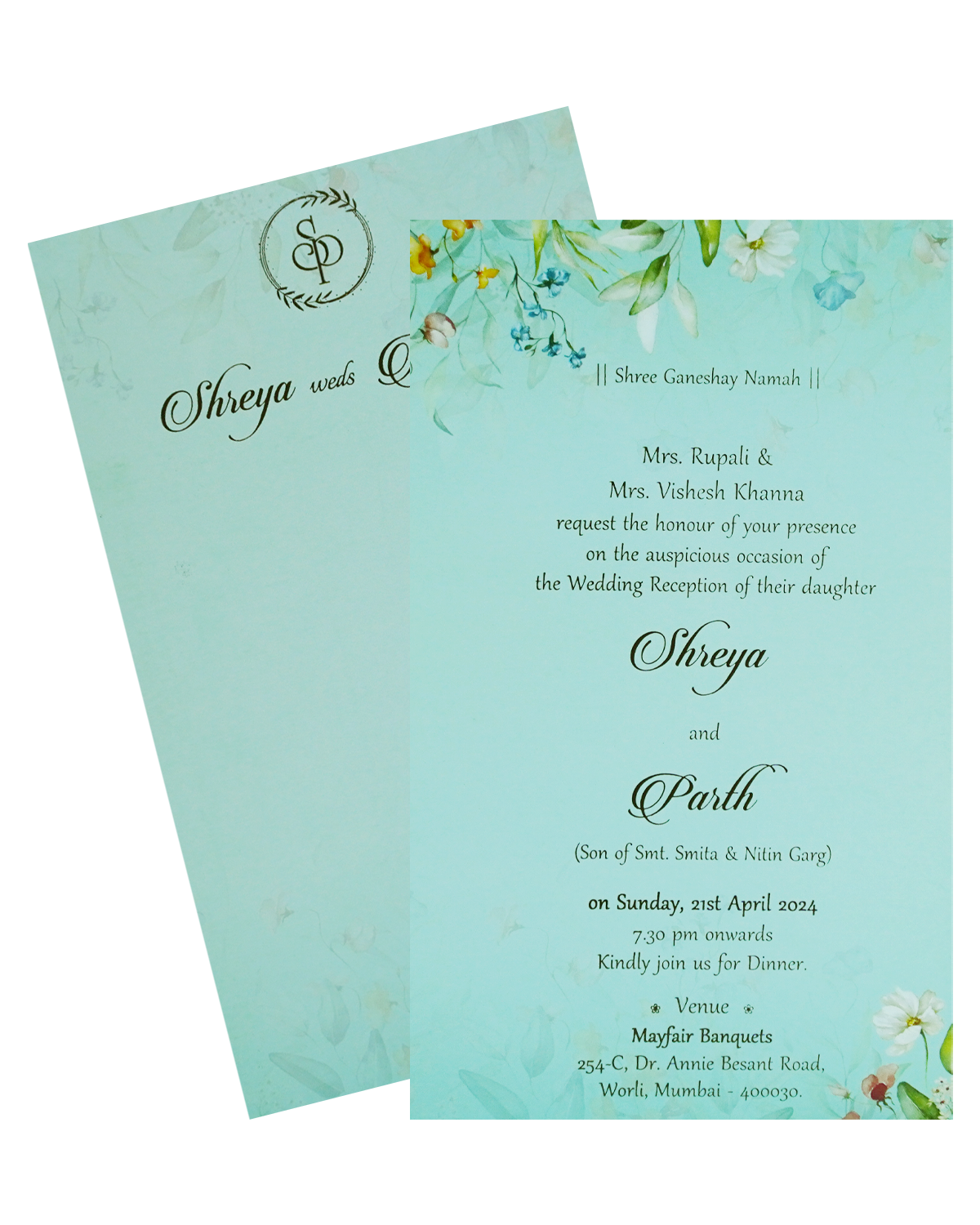 Blue Floral Single Card Design-KRCS7330