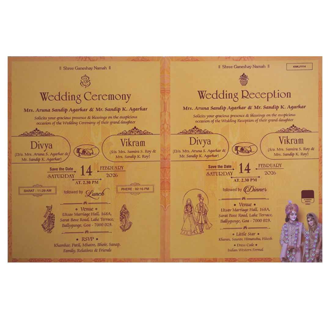 Orange Bride Groom Invitation Card-KNKJ1114