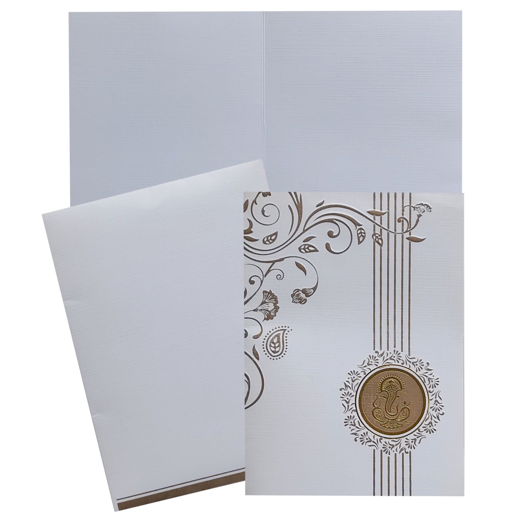 Invitation Card - White and Gold Combination Screen Wedding Card-KNK2556