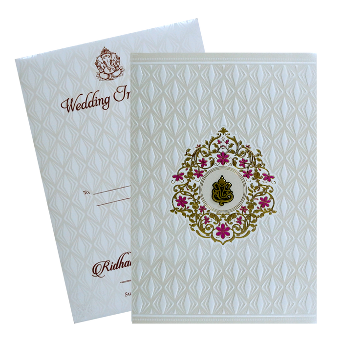White Floral Invitation Design-King of Cards
