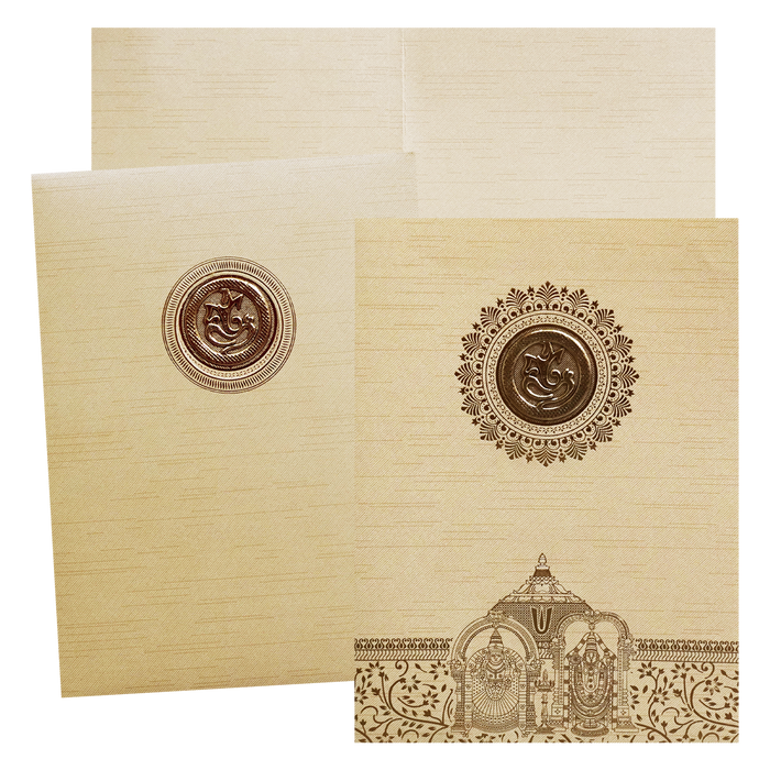 Cream Ganesha Cut Wedding Card-King of Cards