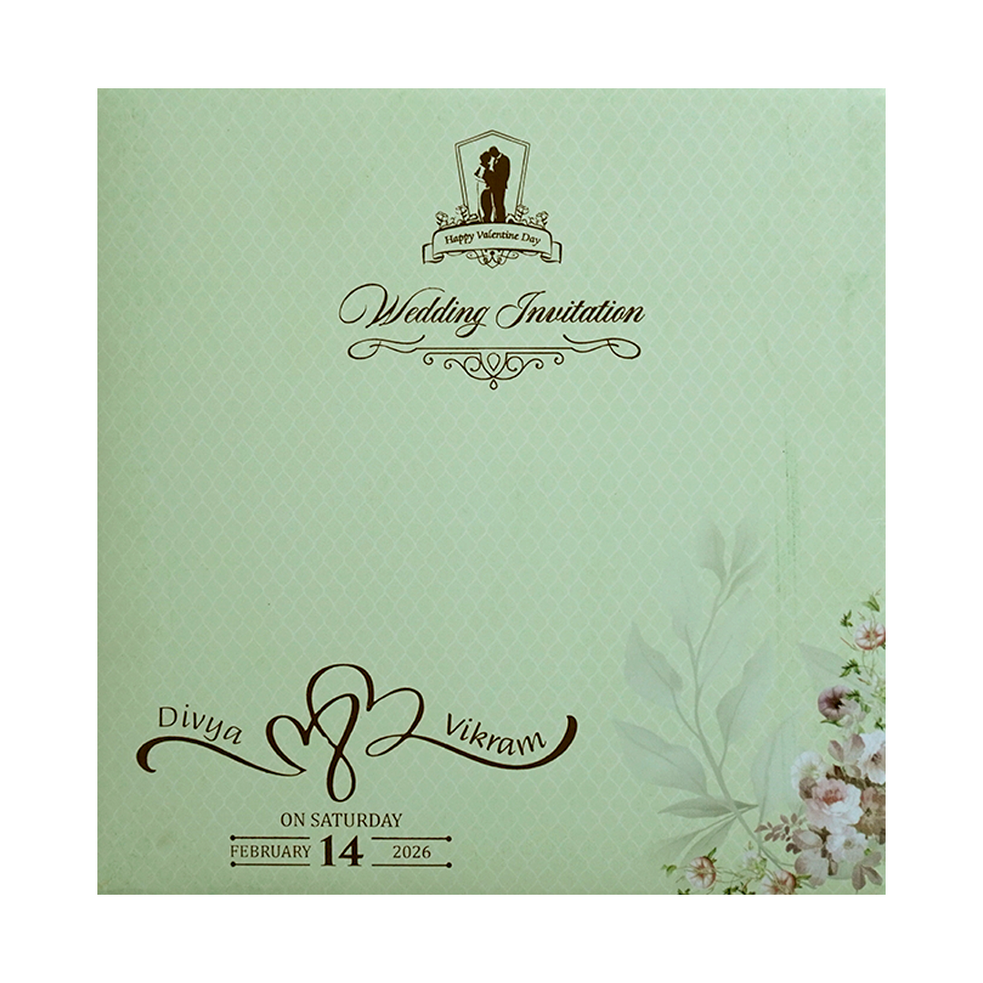 Pista Green Floral Design In Door Opening Pattern-KNKBY5408