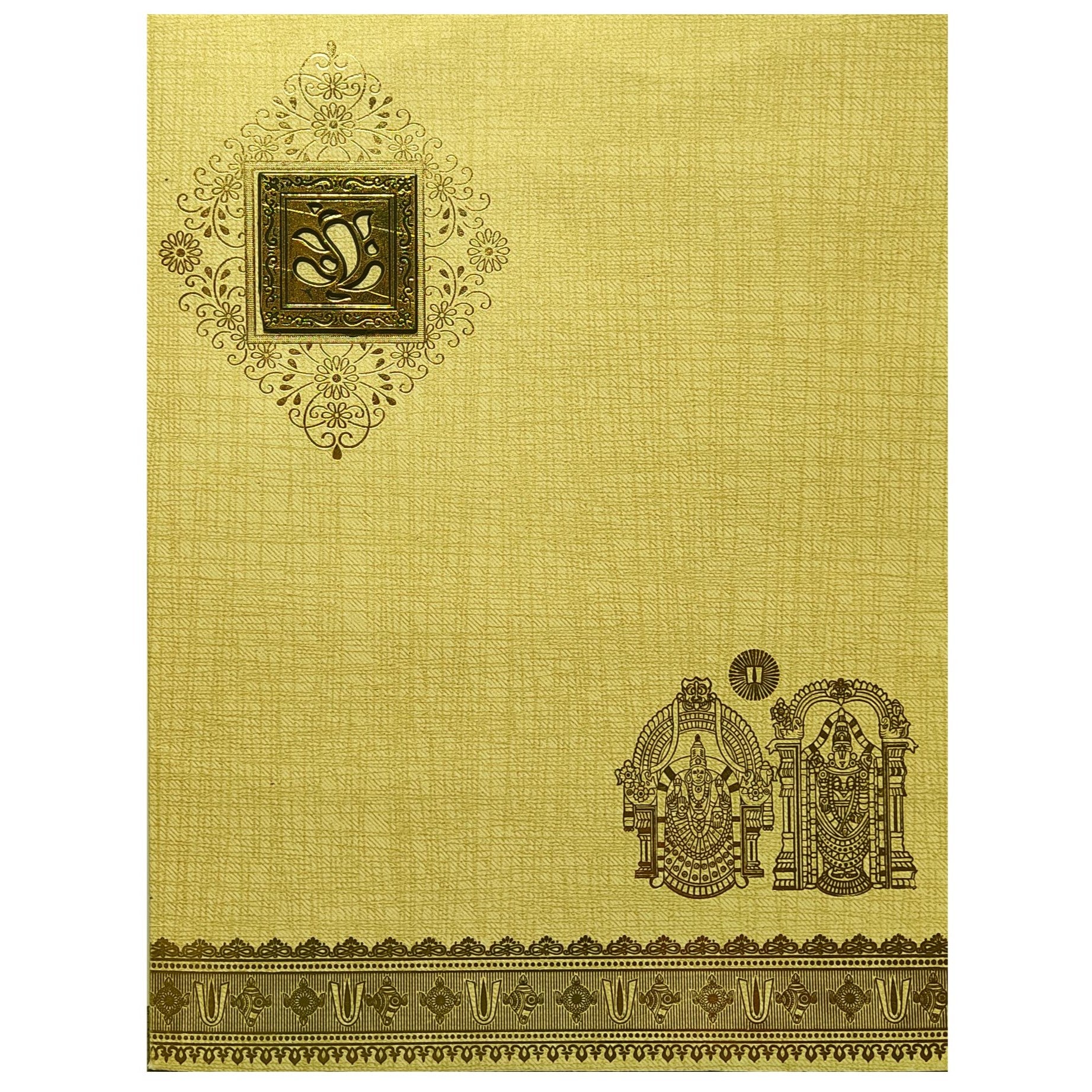 Gold Jumbo Metallic Balaji Padmavathi Design With Square Ganesha-KNK50133
