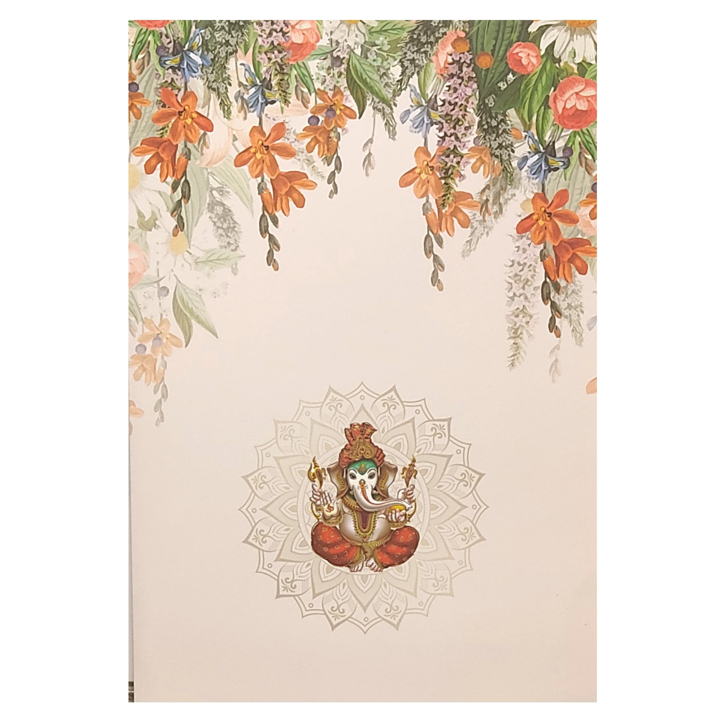 Pink Ganesha Floral Invitation Card-KRC29800