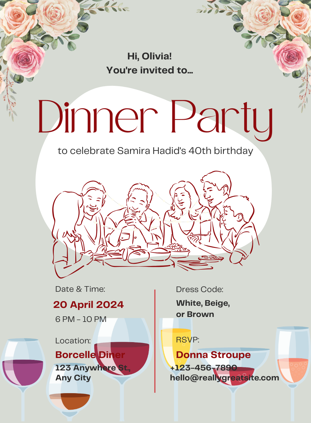 White Group Dinner Party Invitation – King of Cards