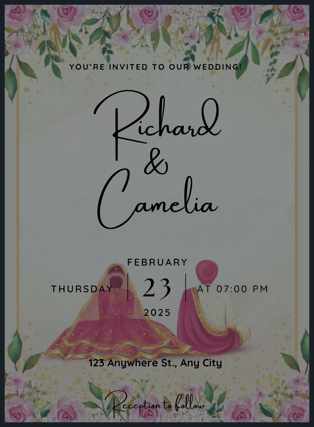 White Love Punjabi Wedding Invitation-AAPUN011