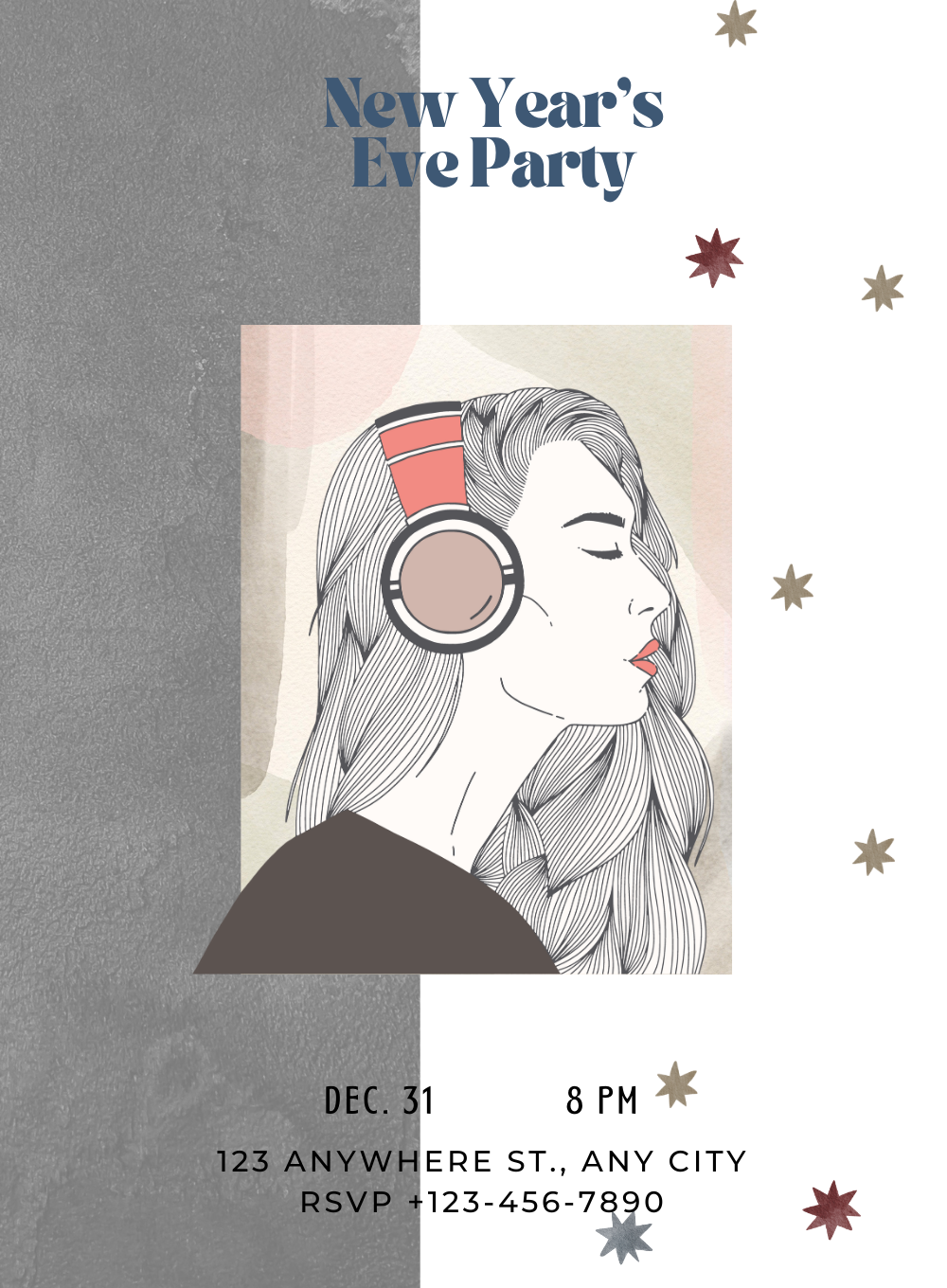 Black Gradient New Year Eve Invitation-AANEW011