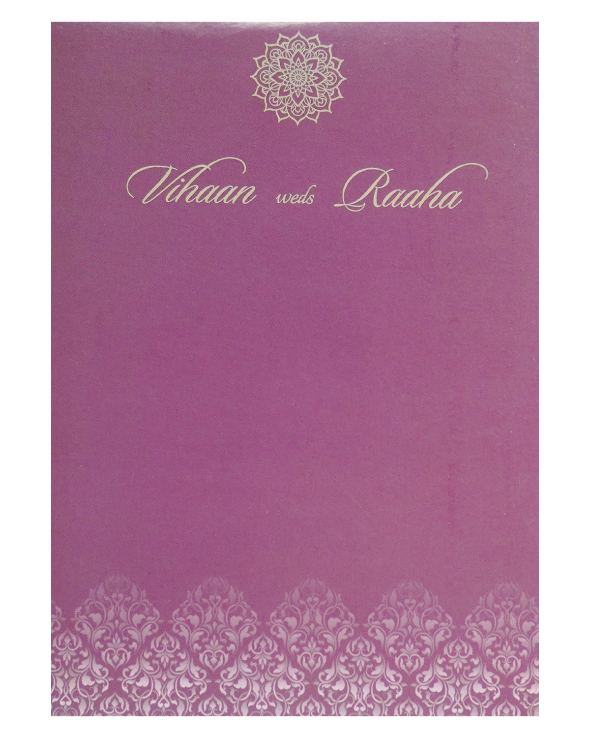 Crepe Pink Padded Wedding Card-KRC30640