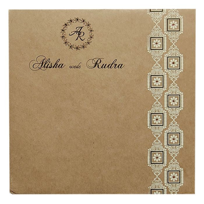 Brown Designer Single Sheet Invitation Card-King of Cards
