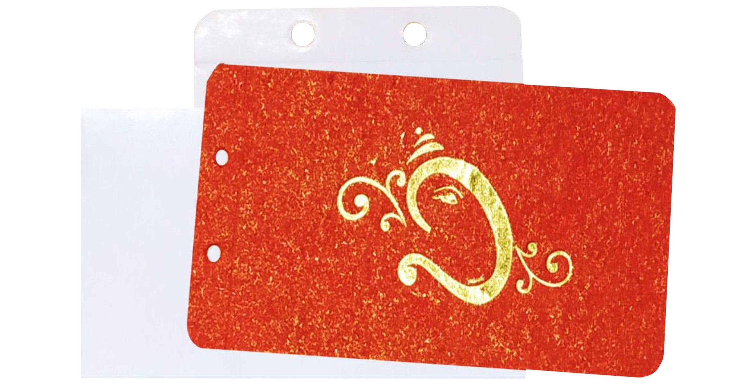 Check out the collection of White orange with gold ganeha invitation card at best price. &