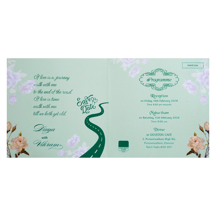 Green Pink Floral Invitation Card-King of Cards