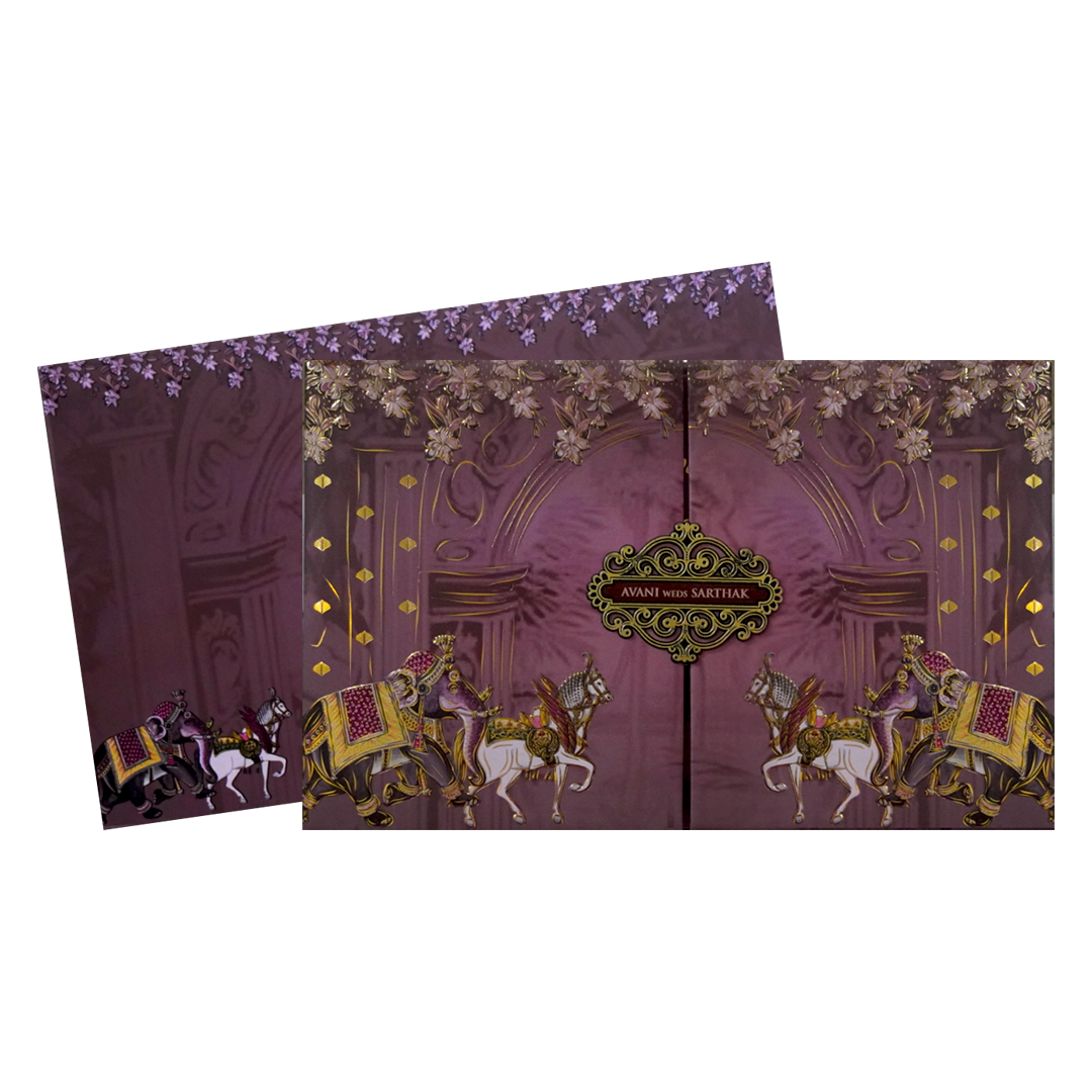 Mauve Purple Royal Wedding Card-KVN07270