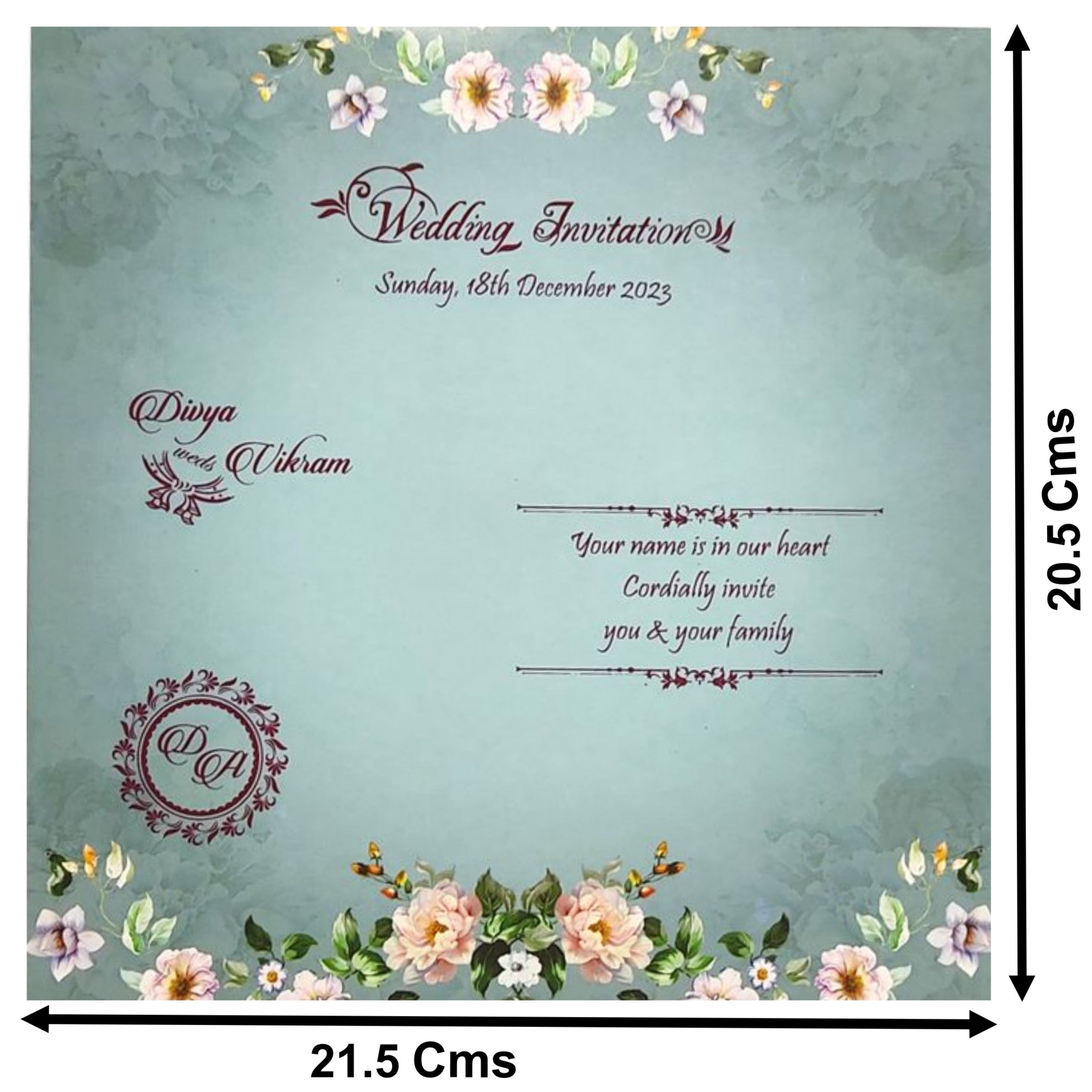 Blue Floral Offset Invitation Card-KNCY4602B