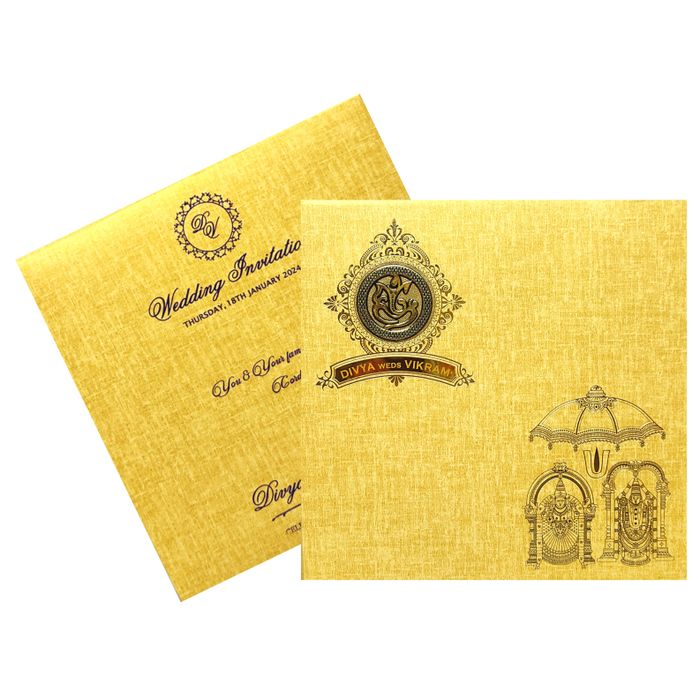 Gold Balaji Padmavathi Invitation Card-KNPO5519N