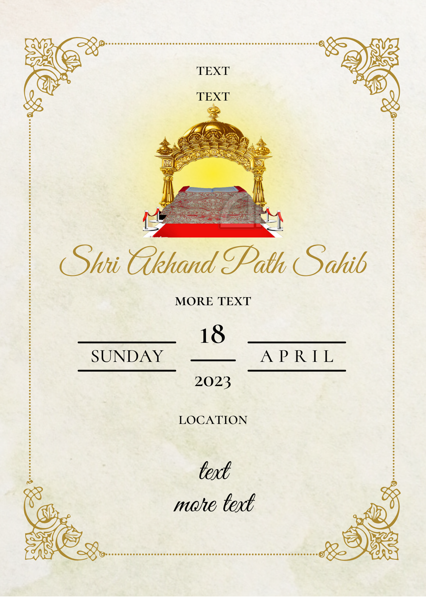 Yellow Sikh Khanda Akhand Path Invitation-King of Cards
