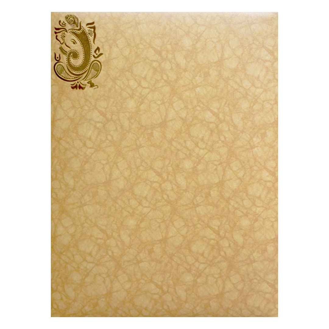 Golden Ganesha Laser-cut Wedding Card-KNKR5019B
