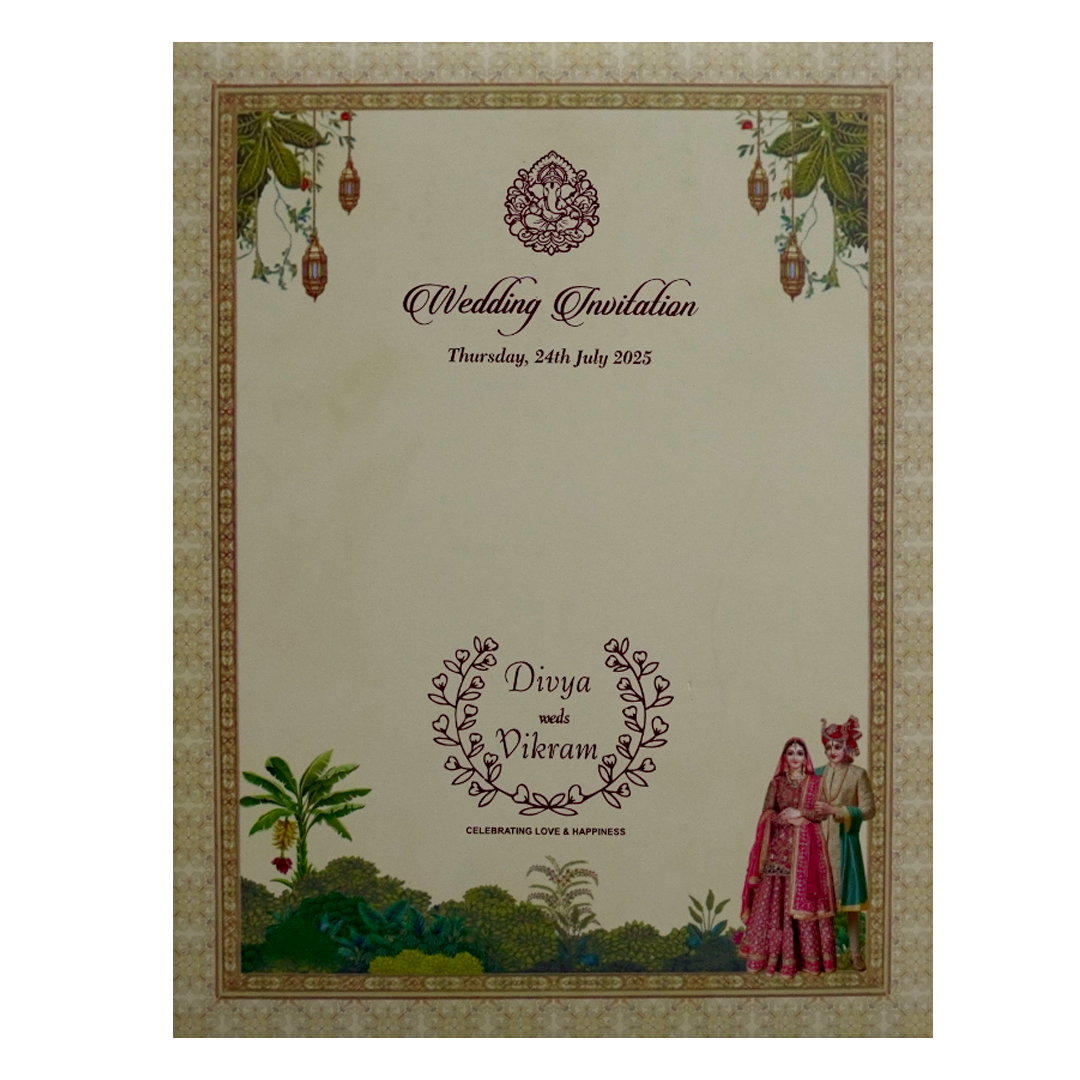 Cream Bride And Groom Wedding Card-KNMO9305