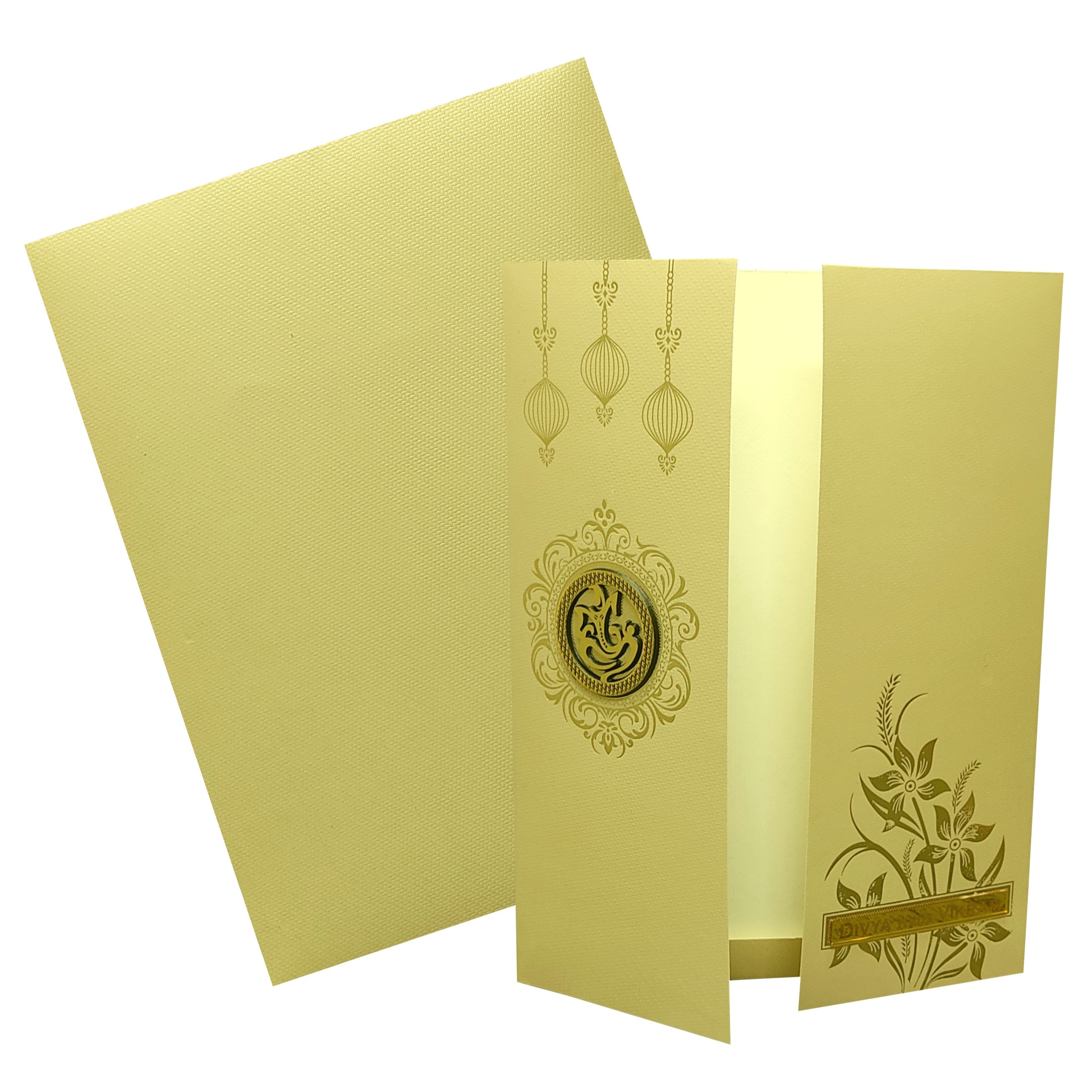 Beige Floral Door Invitation Card-KNK8702P