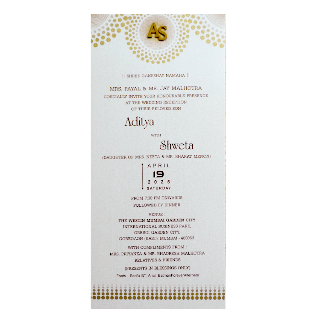 Silky White Single Wedding Card-KRCS7102