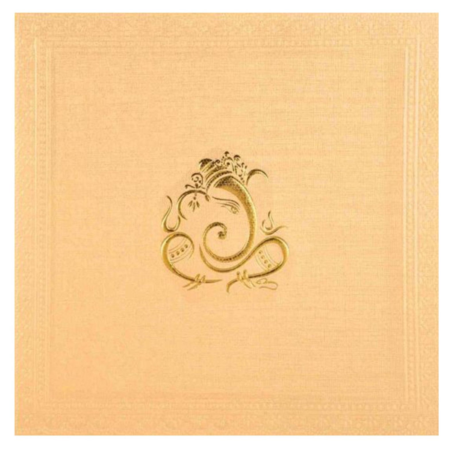 Perfect Cream Shading With Golden Ganesha Wedding Card - KNK43211