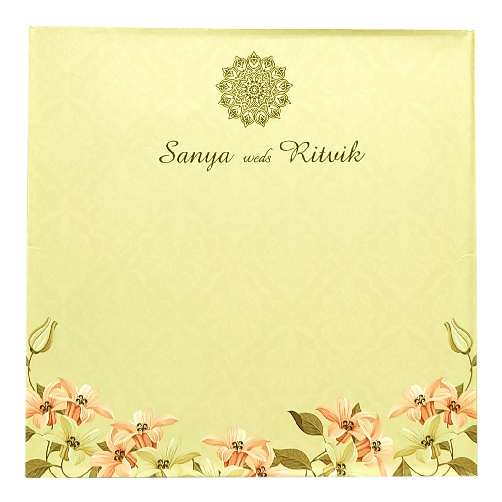 Cream Floral Wedding Card-KRC29630