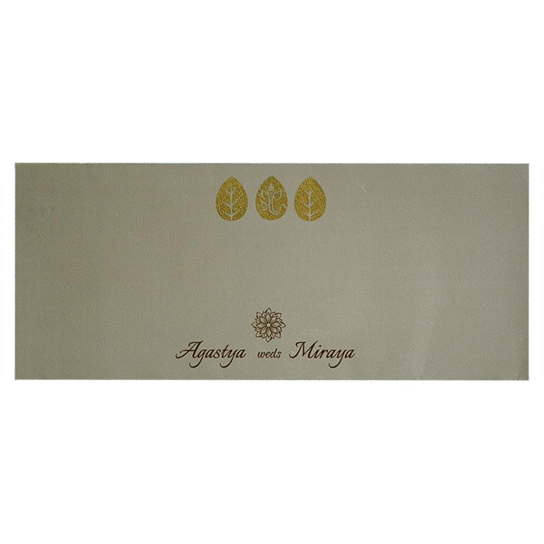 Grey Ganesha Wedding Card Design-KRC30351