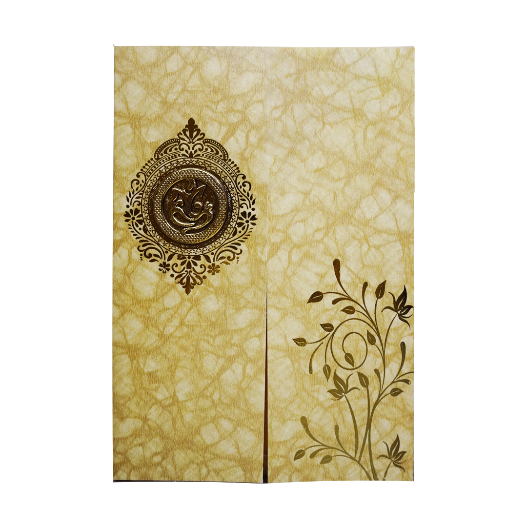 Brown Marbel Door-Style Wedding Card-KNKR029B