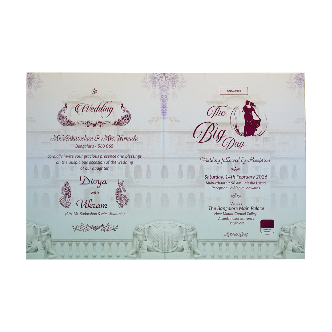 Light Blue Bride Groom Invitation Card-KNKC4069