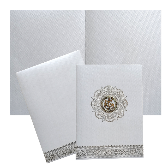 Grey Traditional Single Sheet Wedding Card-KNKTGY026