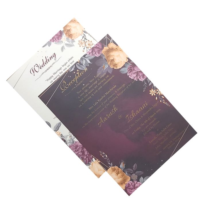 Grey Violet Floral Invitation Card-King of Cards