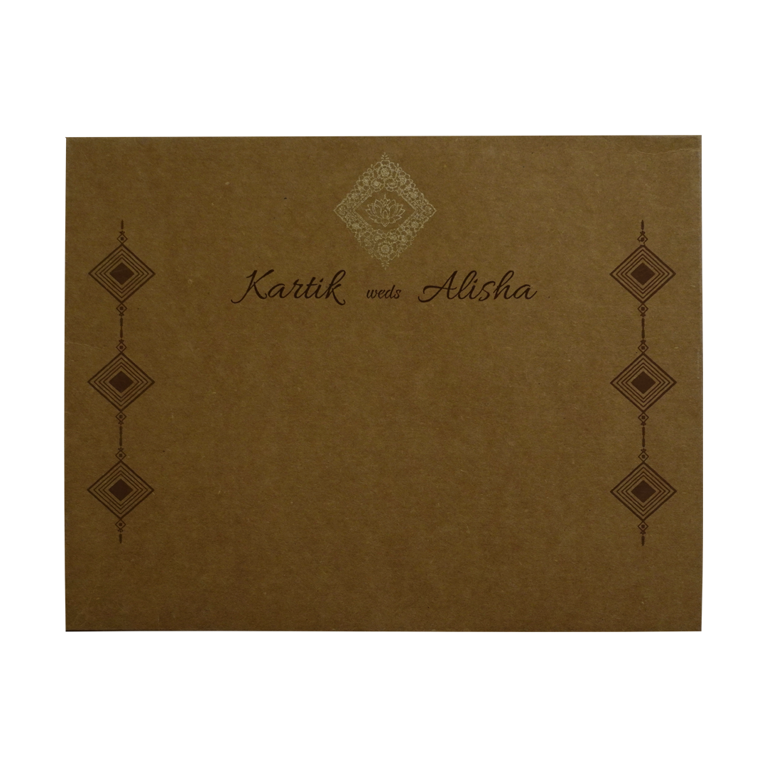 Brown Ganesha Box Invitation Card-KRC30250