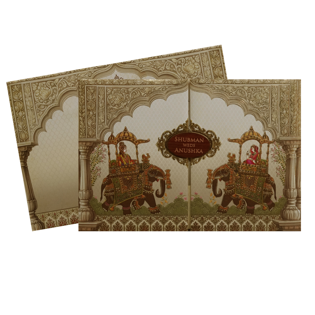Cream Padded Wedding Invitation Card-KRB8220