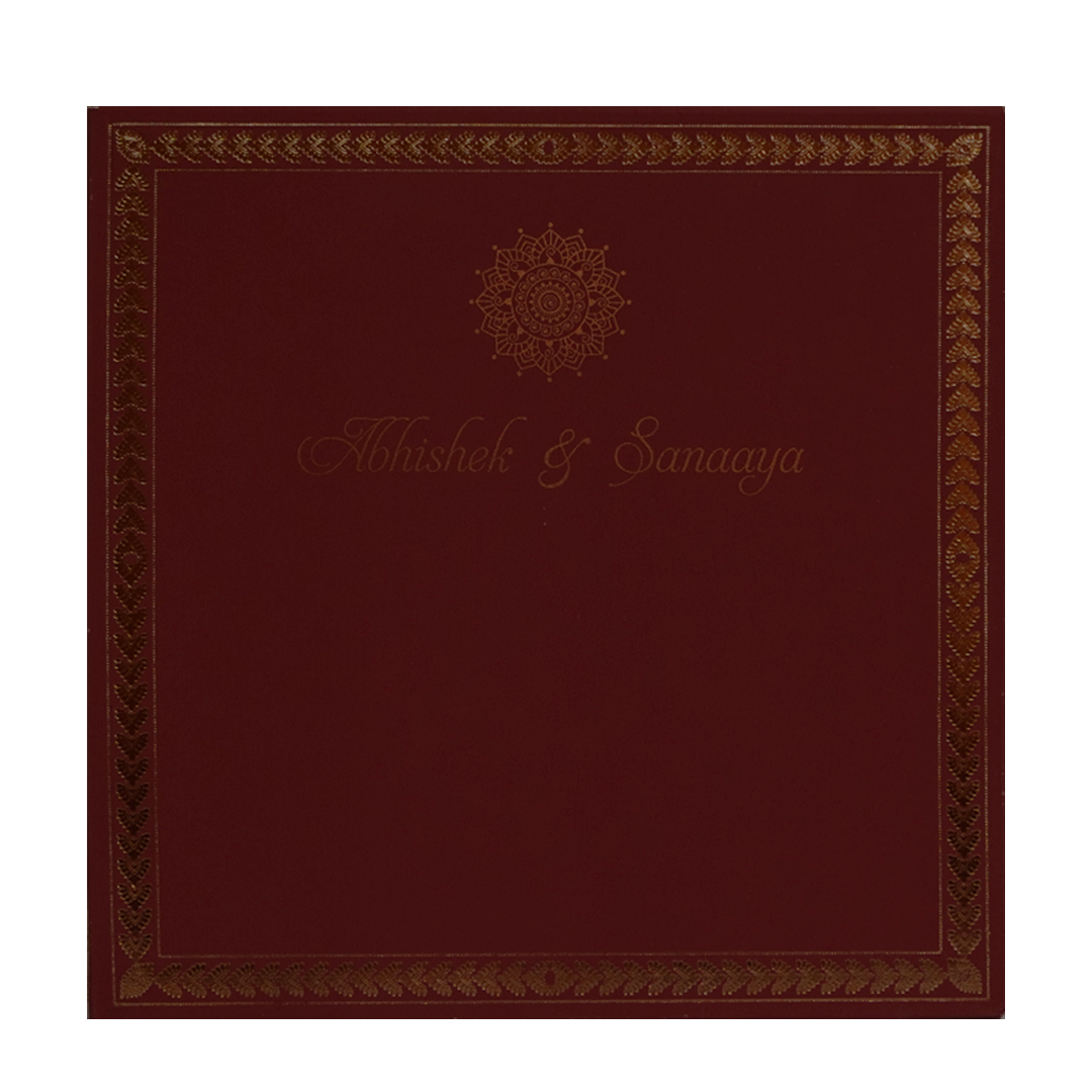 Maroon Copper Foil Wedding Card-KRC30501