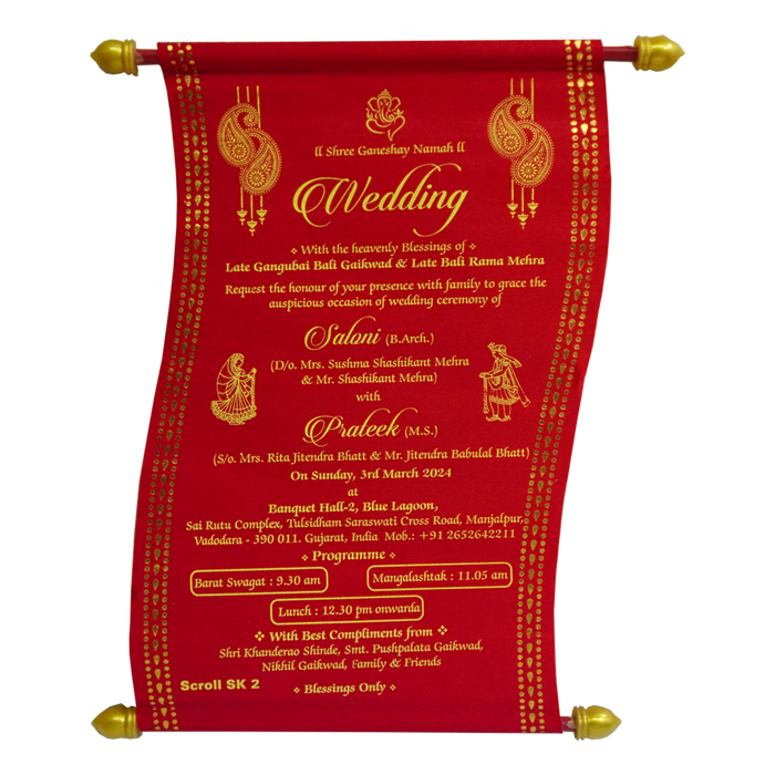 Red Satin Marriage Scroll Card-King of Cards