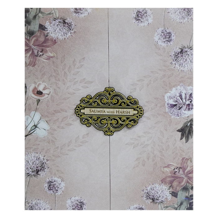 Light Rosy Brown Floral Invitation Card-King of Cards