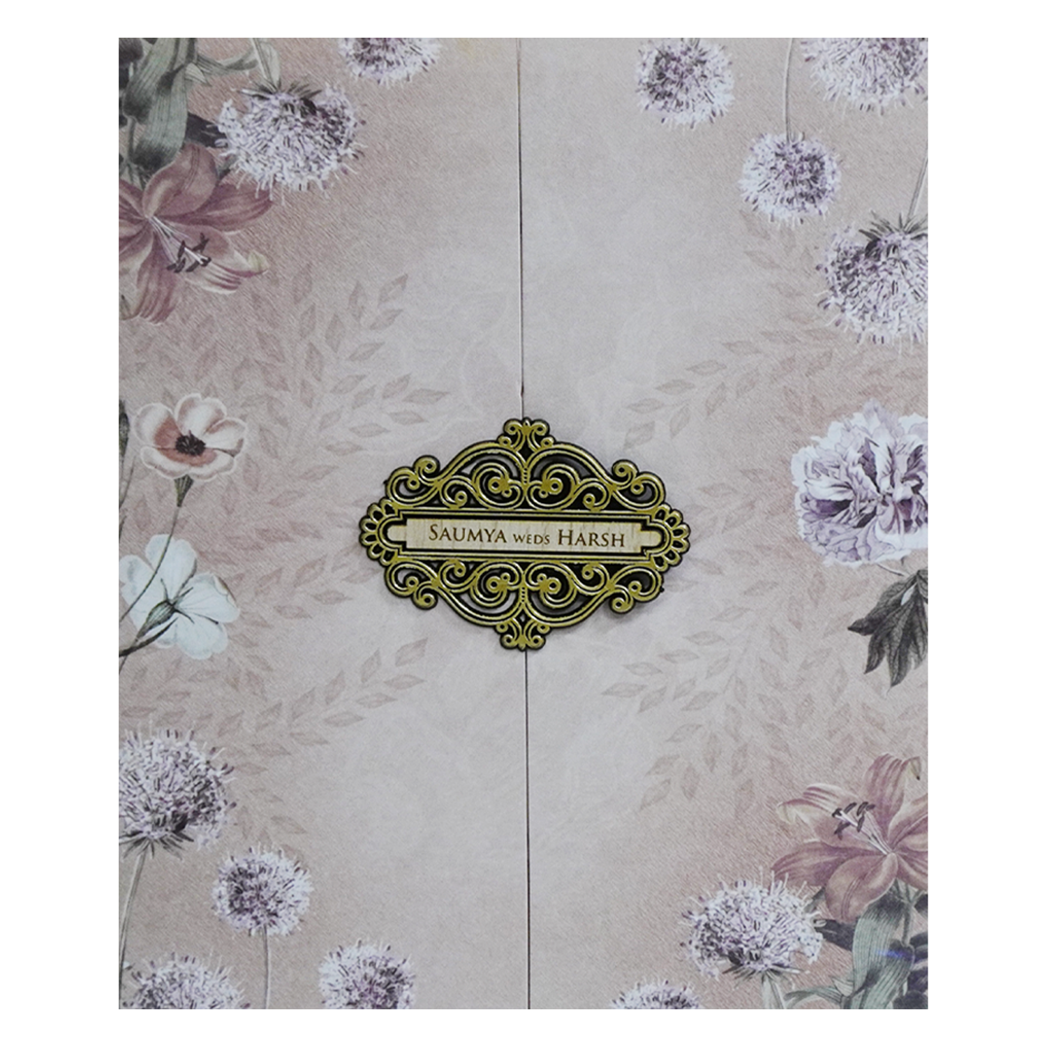 Light Rosy Brown Floral Invitation Card-KVN07010